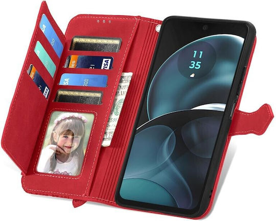 Embossed Flower Wallet Κόκκινο (Moto G14)
