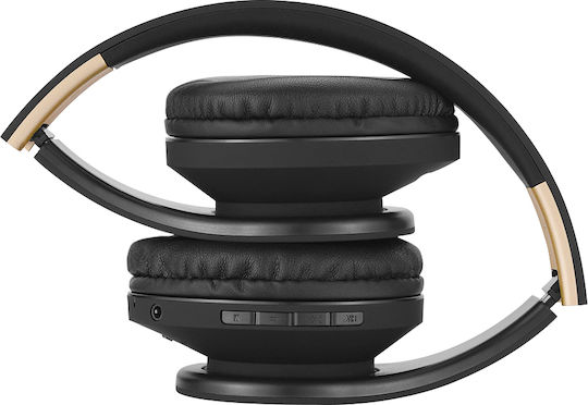 PowerLocus P2 Wireless / Wired Over Ear Headphones with Radio with 20 Hours Playing Time Black Gold