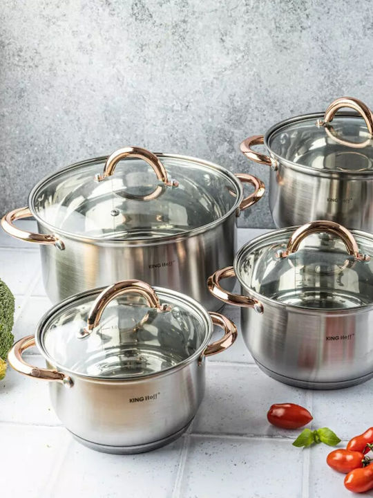 KING Hoff Pots Set of Stainless Steel with No Coating Inox / Copper 8pcs
