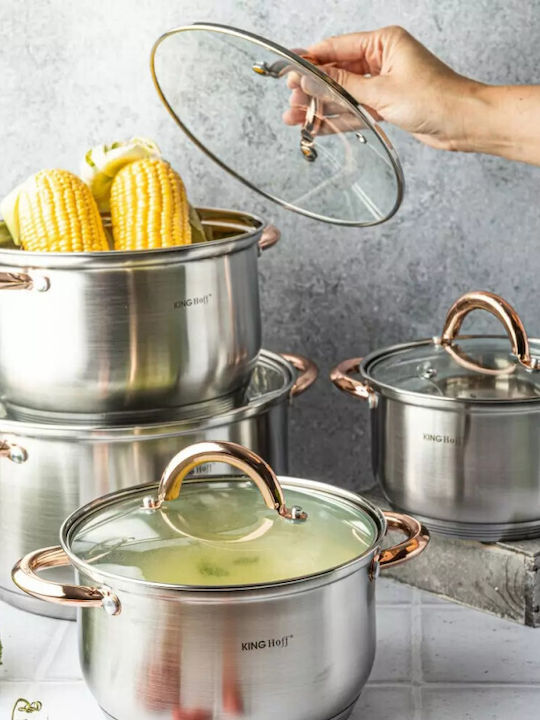 KING Hoff Pots Set of Stainless Steel with No Coating Inox / Copper 8pcs