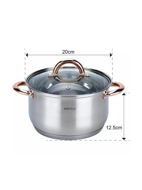 KING Hoff Pots Set of Stainless Steel with No Coating Inox / Copper 8pcs