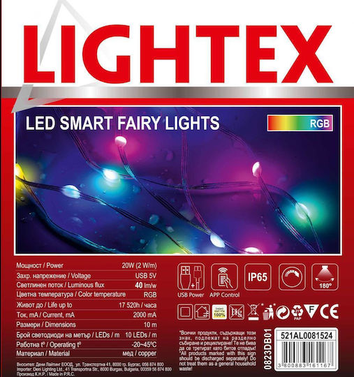Lightex Wasserdicht Smart LED-Streifen USB 5V RGB Licht 10m mit Netzteil & Fernbedienung