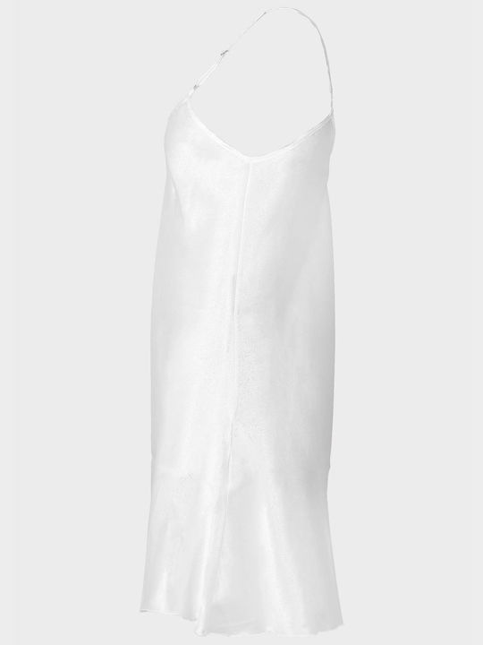 G Secret Winter Satin Women's Nightdress White