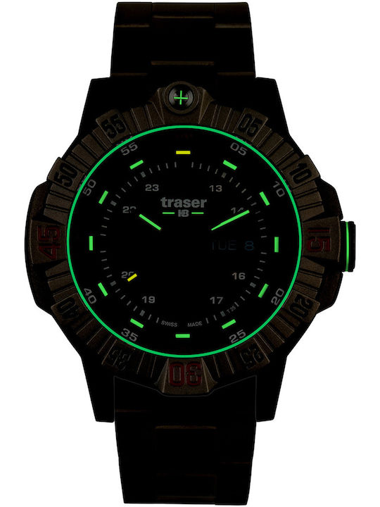 Traser Herrenuhr 46mm Batterie mit Silber Metallarmband