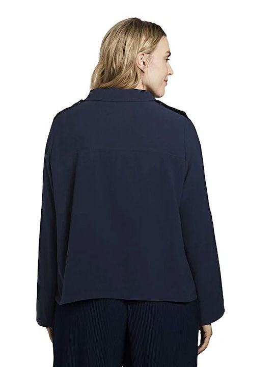 Tom Tailor Women's Short Lifestyle Jacket for Spring or Autumn Navy Blue