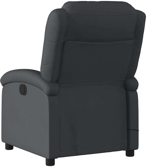 Πολυθρόνα Relax Massage με Υποπόδιο από Γνήσιο Δέρμα Μαύρη 71x86.5x99.5cm