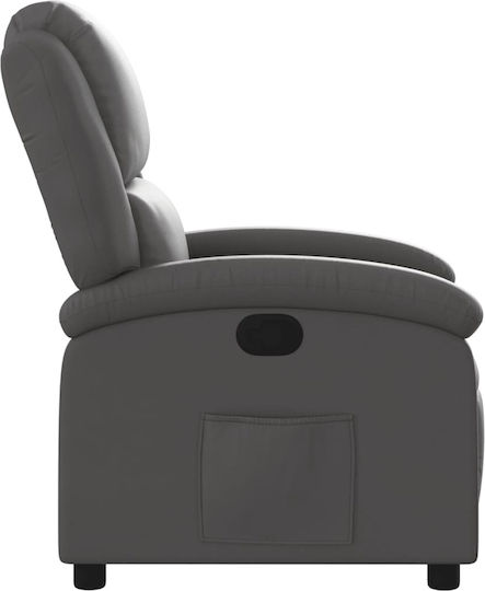 Relaxsessel mit Fußhocker aus echtem Leder Grey 71x86.5x99.5cm
