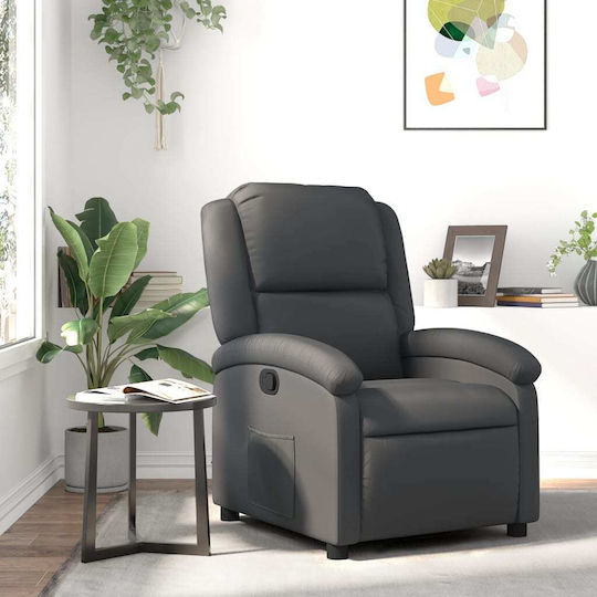 Relaxsessel mit Fußhocker aus echtem Leder Grey 71x86.5x99.5cm