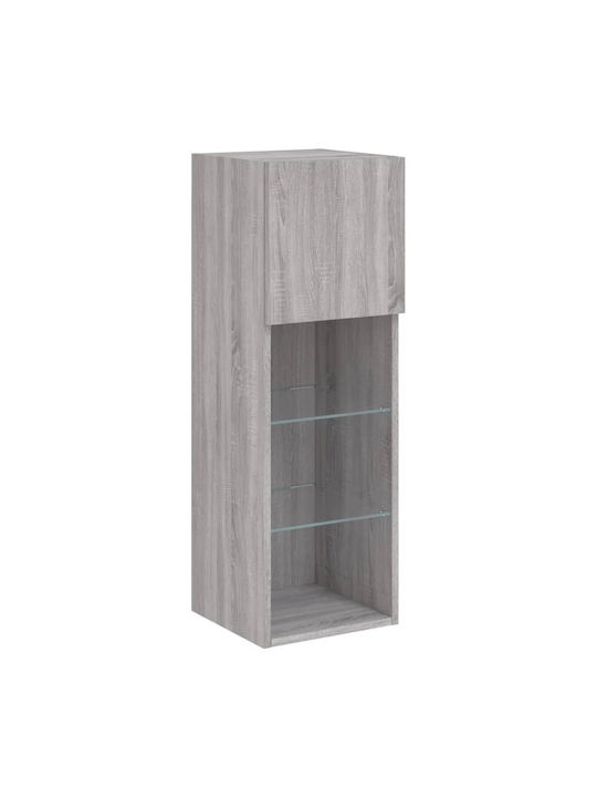 Wand Wohnzimmer Vitrine aus Spanplatte mit Glas & Beleuchtung Grey 30.5x30x90cm