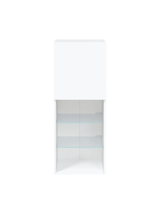 Wall Living Room Display Cabinet made of Particleboard with Glass & Lighting White 40.5x30x102cm