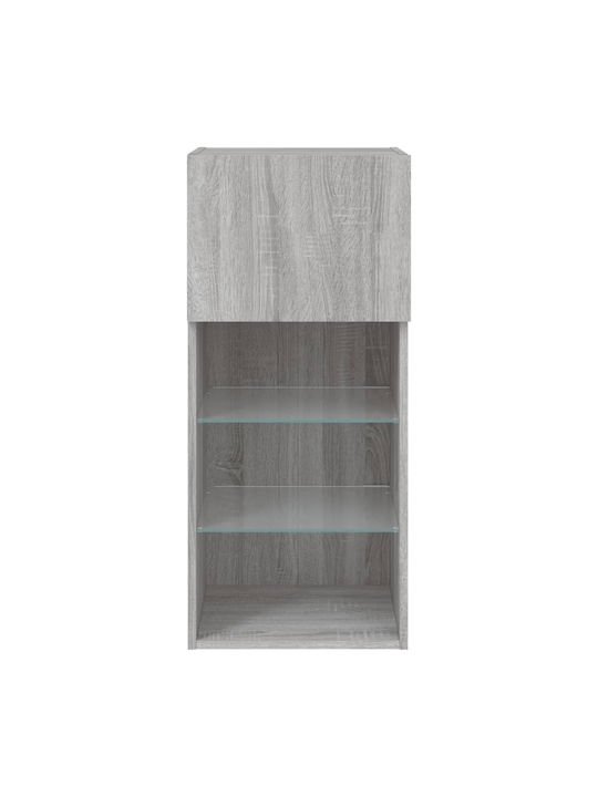Wand Wohnzimmer Vitrine aus Spanplatte mit Glas & Beleuchtung Grey 40.5x30x90cm
