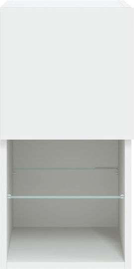Hängende Wohnzimmer-Vitrine aus Spanplatte Weiß mit Glas & LED-Beleuchtung 30,5x30x60 cm