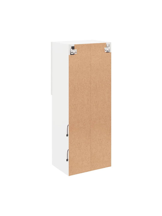Wall Living Room Display Cabinet made of Particleboard with Glass & Lighting White 40.5x30x102cm