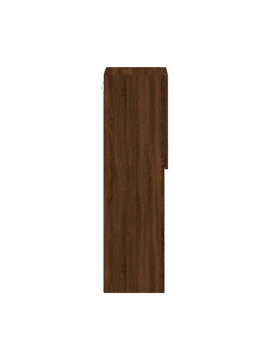Wall Living Room Display Cabinet made of Particleboard with Glass & Lighting Coffee 30.5x30x102cm