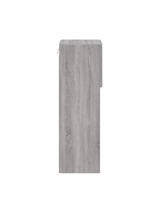 Wand Wohnzimmer Vitrine aus Spanplatte mit Glas & Beleuchtung Grey 30.5x30x90cm