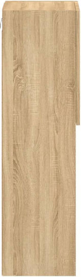 Wall-Mounted Living Room Cabinet made of Particle Board with Lighting Brown 30.5x30x102cm