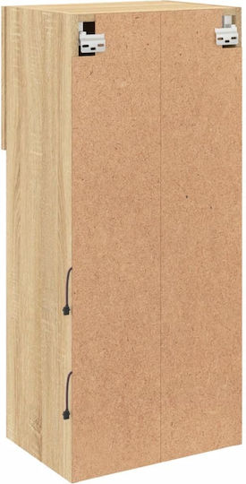 Wall-Mounted Living Room Cabinet Made of Particle Board with Lighting Brown 40.5x30x90cm