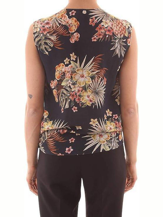 Liu Jo Women's Blouse Sleeveless with V Neckline Floral Multicolour