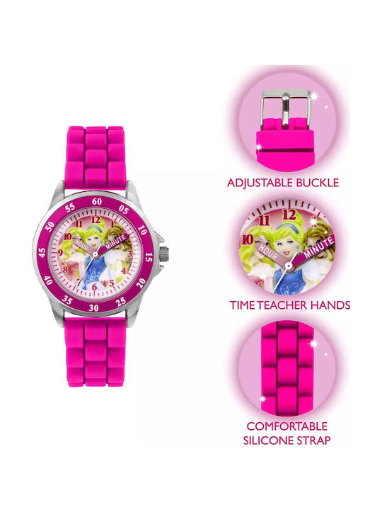 Disney Kinder-Analoguhr Princess mit Kautschuk/Plastikarmband Fuchsie