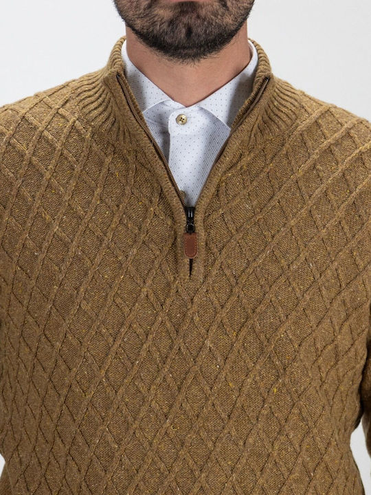 Machete Men's Long Sleeve Sweater with Zipper Camel