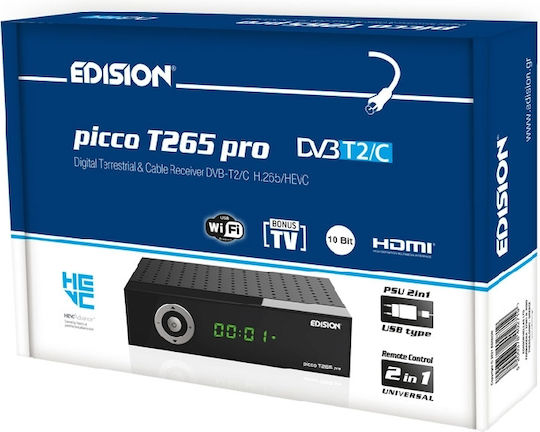 Edision Picco T265 Pro HD Ψηφιακός Δέκτης Mpeg-4 SD (480p) Σύνδεσεις SCART / HDMI / USB