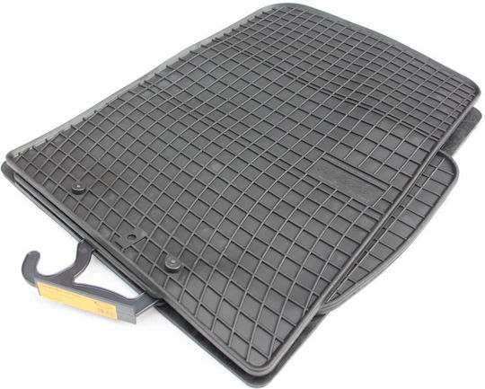 Refref Set of Front and Rear Mats 4pcs Tray Type for Kia Sorento Hyundai Santa Fe 2015+ Black