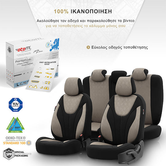 Deluxeboss Μπροστινά Καλύμματα Αυτοκινήτου 11τμχ Βαμβακερά Πολύχρωμο / Μαύρο