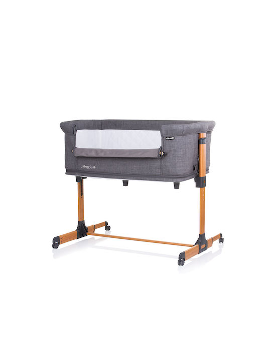 Chipolino Λίκνο Mommy N Me Graphite Wood με Στρώμα και Πλαϊνό Άνοιγμα