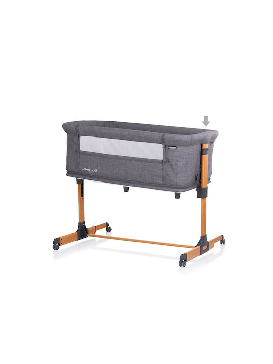 Chipolino Λίκνο Mommy N Me Graphite Wood με Στρώμα και Πλαϊνό Άνοιγμα