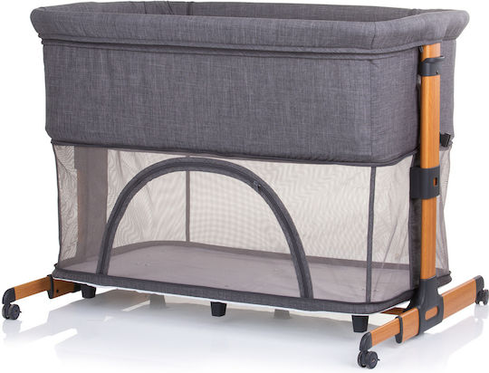 Chipolino Λίκνο Mommy N Me Graphite Wood με Στρώμα και Πλαϊνό Άνοιγμα