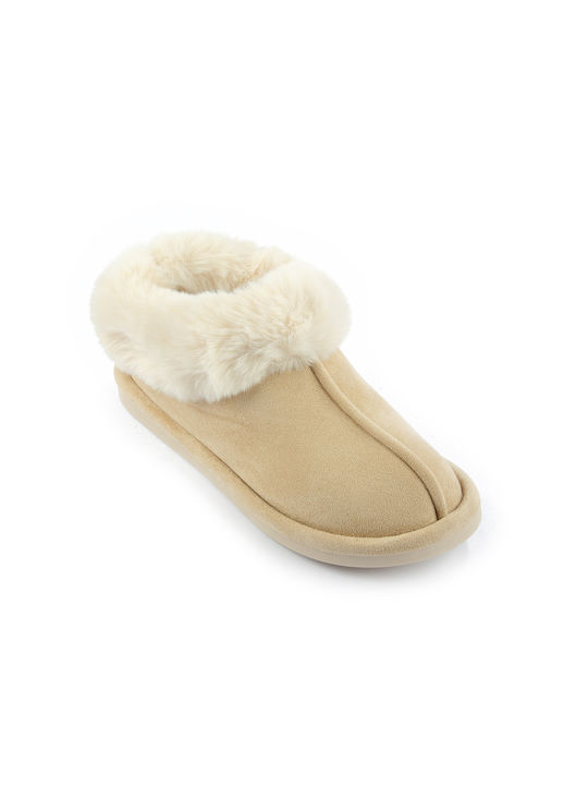 Fshoes Fshoes Closed Women's Slippers With fur in Beige color