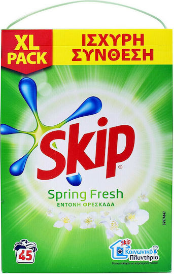 Skip Spring Fresh Απορρυπαντικό Ρούχων σε Σκόνη 3.15kg (45 Μεζούρες)