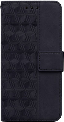 Xiaomi Poco M4 Pro 4G Mad Mask Leather Wallet Case Geometry Style with stand, card slots, and magnetic closure Flip Wallet in black synthetic leather