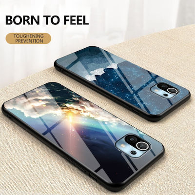 Xiaomi Mi 11 Lite / 5G / NE OEM Case with Fantasy Sky Design, Tempered Glass Back, and TPU Interior