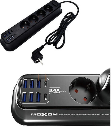 Power Strip with Surge Protection 4 Positions with 6 USB-A, 2 USB-C and Switch