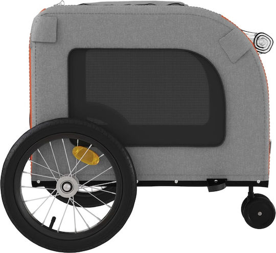 vidaXL Remorcă bicicletă pentru transport câine până la 45kg Portocaliu M121xL65xA63cm.