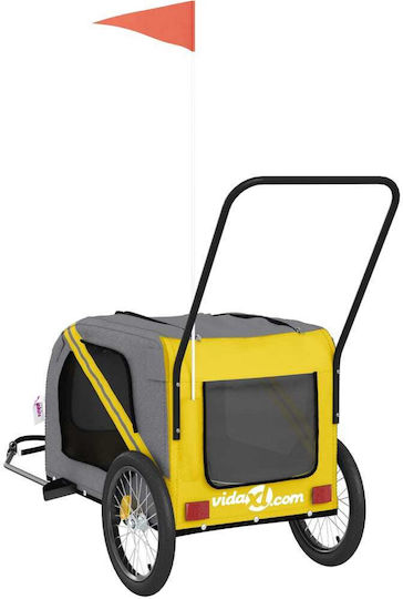 vidaXL Dog Carrying Yellow Bicycle Trailer for 45kg Pets L134xW72xH68cm