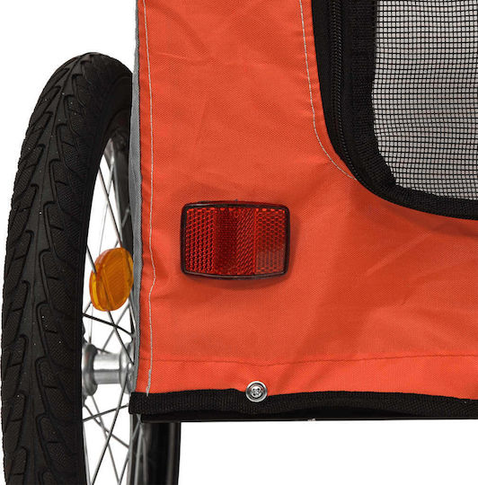 vidaXL Remorcă bicicletă pentru transport câine până la 45kg Portocaliu M121xL65xA63cm.
