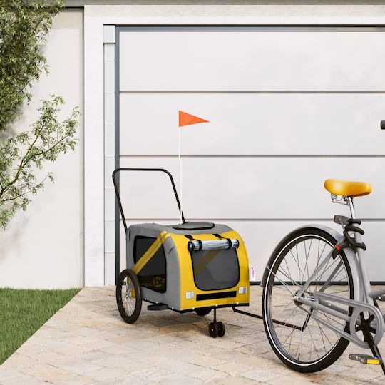 vidaXL Dog Carrying Yellow Bicycle Trailer for 45kg Pets L134xW72xH68cm