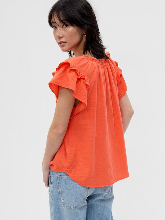 GAP Damen T-shirt mit V-Ausschnitt Orange