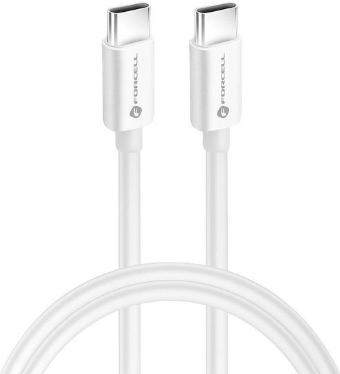 Forcell C338 USB 3.2 Кабел USB-C Мъжки - USB-C 60W Захранване (PD) Бял 1.5м 593920