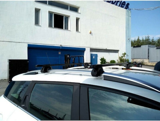 Μπάρες Οροφής Μεταλλικές 125εκ. Universal για Αυτοκίνητα με Εργοστασιακές Μπάρες (Σετ με πόδια και κλειδαριά) Ασημί