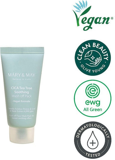 Mary & May Cica Teatree Soothing Wash Off Μάσκα Προσώπου 30gr