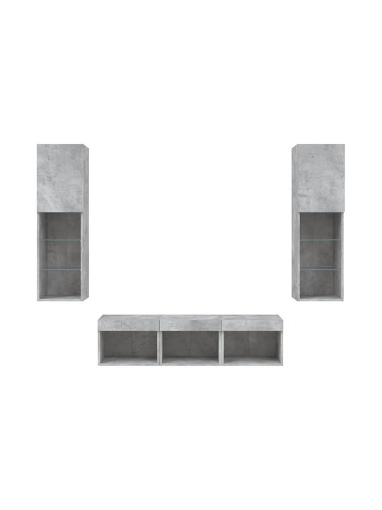 Wohnzimmer TV-Einheit Grey mit Beleuchtung L120xB30xH150cm