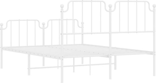 Doppelbett Weiß mit Lattenrost für Matratze 150x200cm