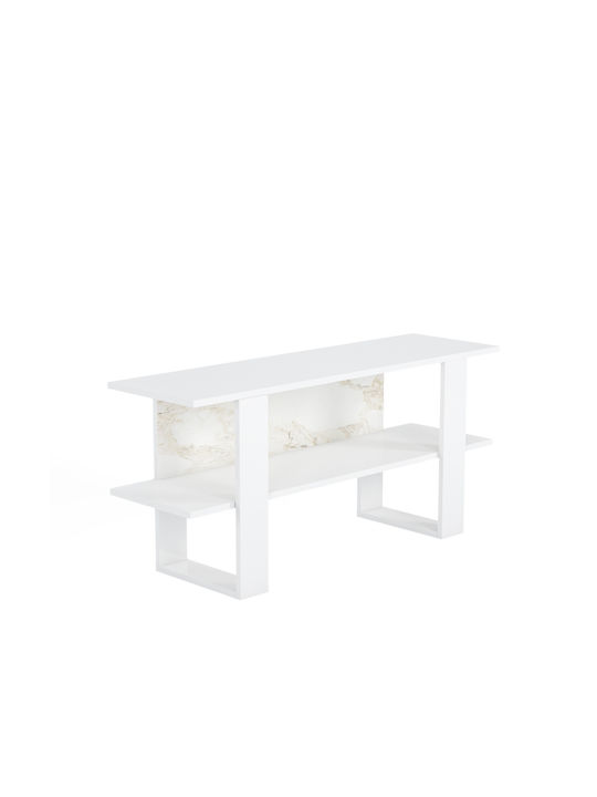 TV Stand Wooden Aunios White/Marble L120xW35xH55cm