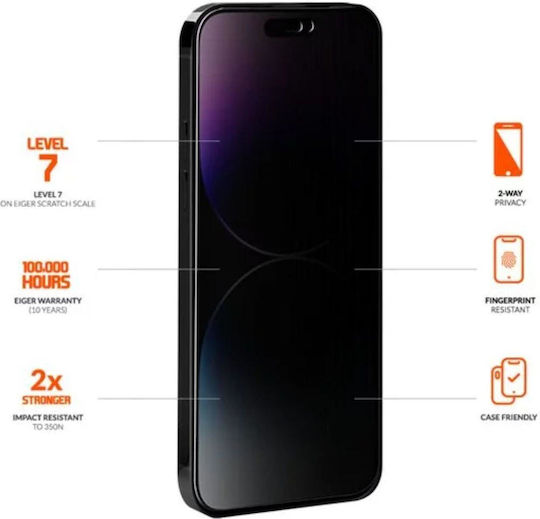 Eiger Glass 2.5D Full Face Tempered Glass Μαύρο (iPhone 15 Plus)