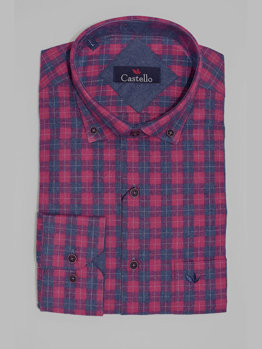 Castello Men's Shirt Long Sleeve Bordeaux.