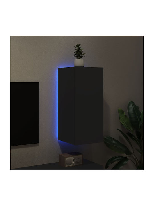 Cabinet Perete cu LED Negru 30.5x35x70cm