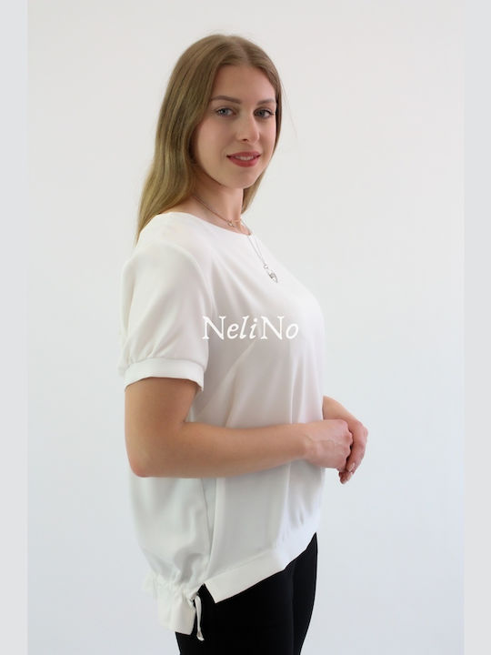 Brak Damen Sportliche Bluse Kurzärmelig Weiß